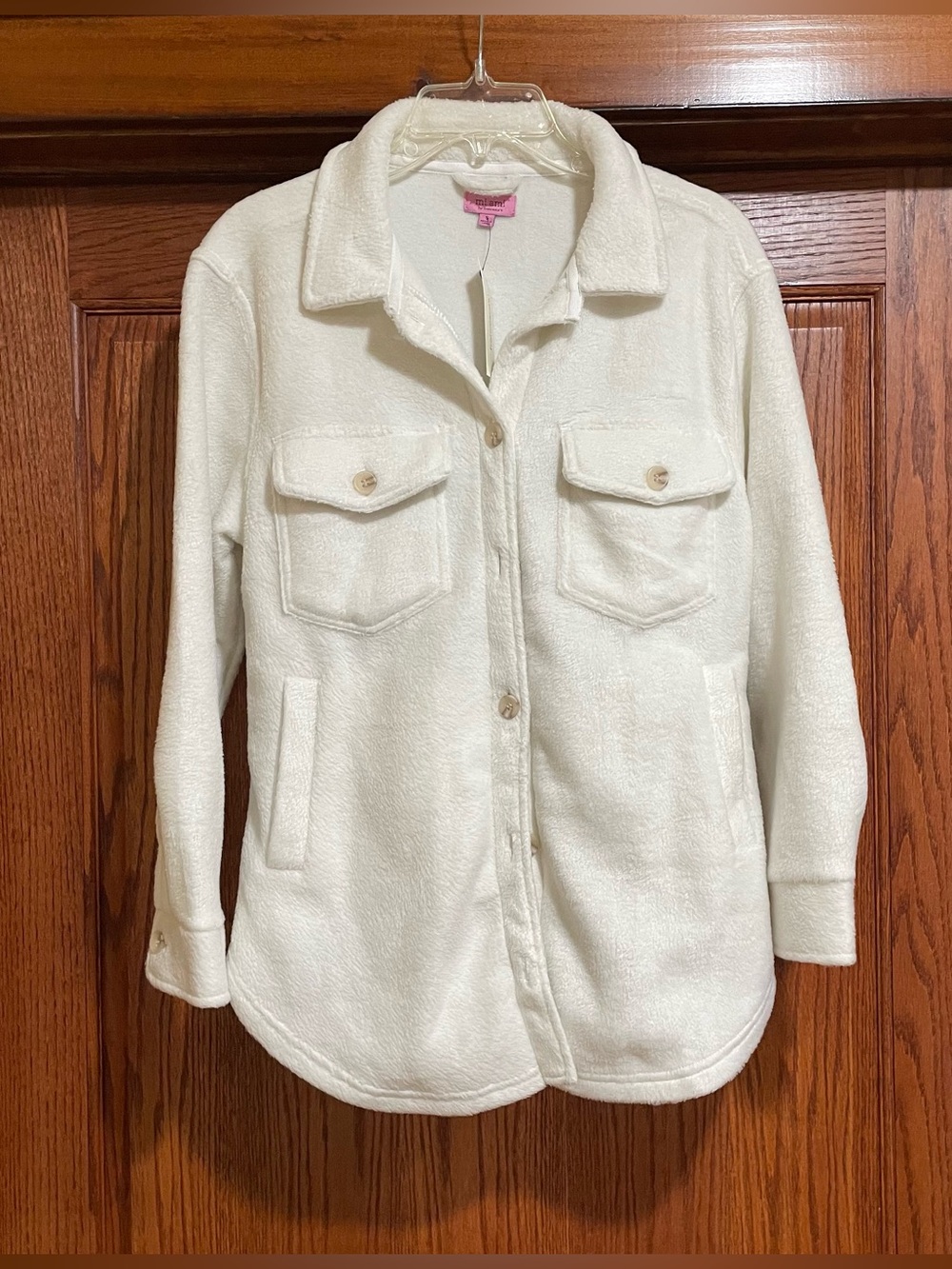 Cream Shacket NWT Fuzzy Fleece Cozy Cabincore Minimalist MiAmi Francesca Size S - Picture 11 of 12
